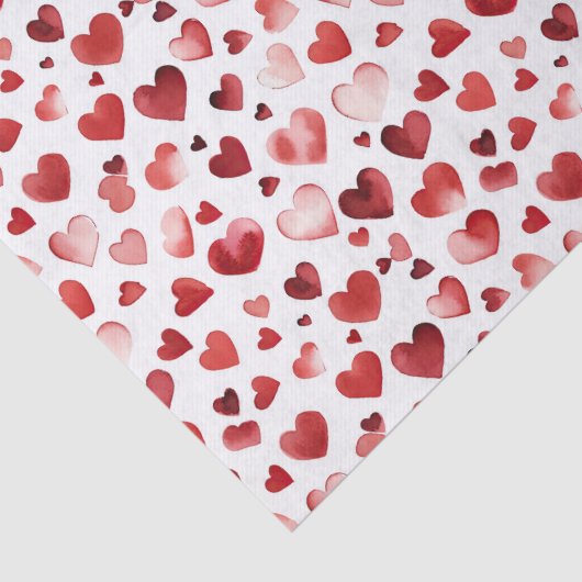 Waterverf Red Hearts Valentijnsdag Tissuepapier (Detail)