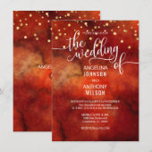 Waterverf RED Marsala GOLD Wedding Invitations Kaart (Voorkant / Achterkant)