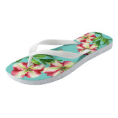Waterverf Red Petunias Red White Turquoise Base Teenslippers (Schuin)