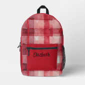 Waterverf Red Plaid Bedrukte Rugzak (Voorkant)