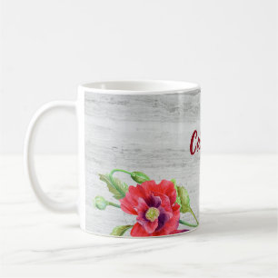 Waterverf Red Poppies Floral Illustration Koffiemok