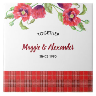 Waterverf Red Poppies Floral Tegeltje