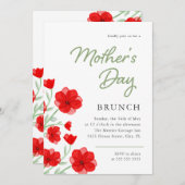 Waterverf Red Poppy Floral Moederdag Brunch Kaart (Voorkant / Achterkant)