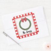 Waterverf Red Pset Bow kerstmis met Label (Envelop)