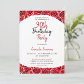 Waterverf Red Rose 90ste verjaardag Kaart (Staand voorkant)