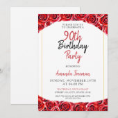 Waterverf Red Rose 90ste verjaardag Kaart (Voorkant / Achterkant)