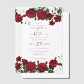 Waterverf Red Roses bruiloft overlay bruiloft Vellum Uitnodigingen (Offset)