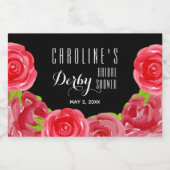 Waterverf Red Roses Derby Vrijgezellenfeest Mini Sparkling Wijnetiket (Enkel label)