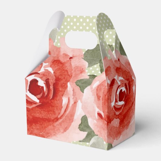 Waterverf Red Roses Floral Gable Bedankdoosjes (Voorkant Zijde)