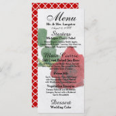 Waterverf Red Roses - Receptie Menu (Voorkant / Achterkant)