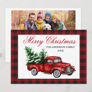 Waterverf  Red Truck Feestdagenkaart