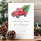 Waterverf Red Truck Retro kerstparty Kaart