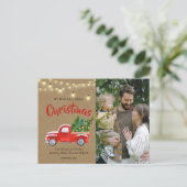 Waterverf  Red Truck Tree Foliday P Briefkaart (Staand voorkant)