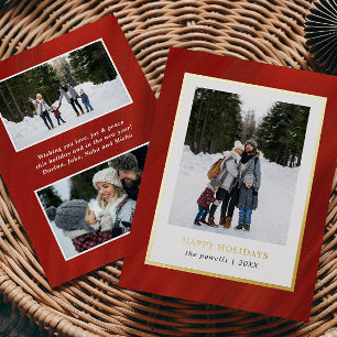 Waterverf Red Velvet Lijst 3 Foto's Kerst Folie Feestdagenkaart