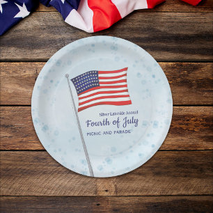 Waterverf Red White Simple Fourth of Juli Papieren Bordje