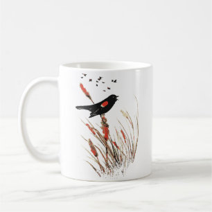 Waterverf Red Winged Blackbird Bird Animal Art Koffiemok