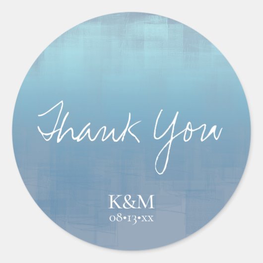 Waterverf Reflecties Bedankt Blauw ID774 Ronde Sticker (Voorkant)