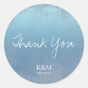 Waterverf Reflecties Bedankt Blauw ID774 Ronde Sticker