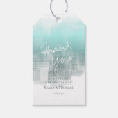 Waterverf Reflecties Dank u Blauwgroen ID774 Cadeaulabel (Voorkant)