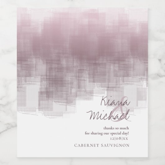 Waterverf Reflecties Dank u Mauve ID774 Wijn Etiket (Enkel label)