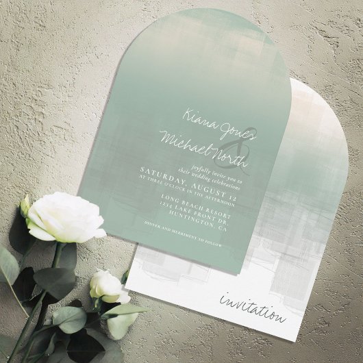 Waterverf Reflecties Wedding Sage Arch ID774 Kaart