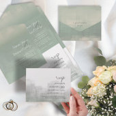 Waterverf Reflections Wedding Sage ID774 All In One Uitnodiging