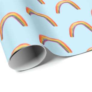 Waterverf regenbogen blauw verpakkingspapier cadeaupapier