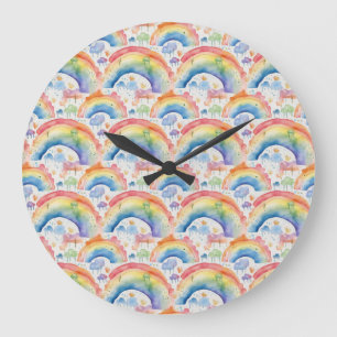 Waterverf Regenbogen en Wolken Grote Klok
