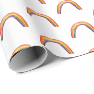 Waterverf regenbogen wit verpakkingspapier cadeaupapier