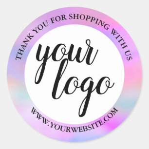 Waterverf regenboog aangepaste logo naam dank u ronde sticker