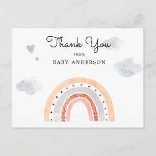 Waterverf regenboog Baby shower dank u Briefkaart