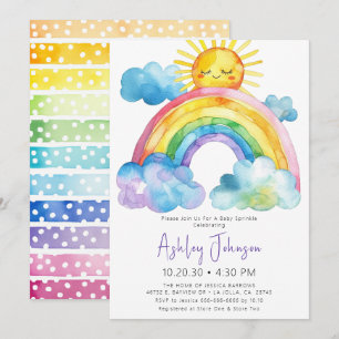 Waterverf Regenboog Baby Sprinkle Uitnodiging