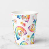 Waterverf Regenboog Bloemen Hart Papier Cups Papieren Bekers (Achterkant)