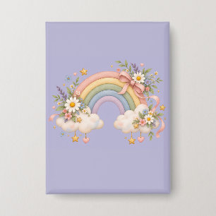 Waterverf Regenboog Cadeau – Charmante Wolk Button