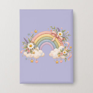 Waterverf Regenboog Cadeau – Charmante Wolk Button