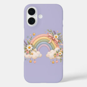 Waterverf Regenboog Cadeau – Charmante Wolk iPhone 16 Hoesje