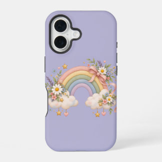 Waterverf Regenboog Cadeau – Charmante Wolk iPhone 16 Hoesje