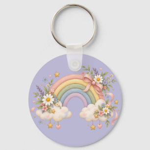 Waterverf Regenboog Cadeau – Charmante Wolk Sleutelhanger