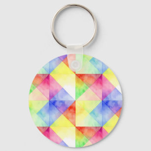 Waterverf Regenboog Diamant Dekbed Patroon Sleutelhanger