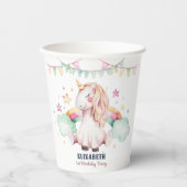 Waterverf regenboog eenhoorn meisje verjaardagsfee papieren bekers (Voorkant)