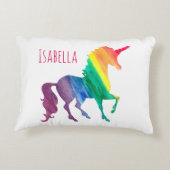 Waterverf Regenboog Eenhoorn Silhouet Kinder  Decoratief Kussen (Achterkant)