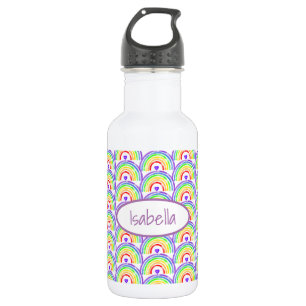 Waterverf Regenboog en hart gepersonaliseerd Waterfles