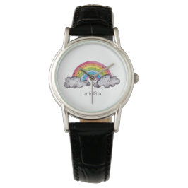 Waterverf regenboog en wolken horloge