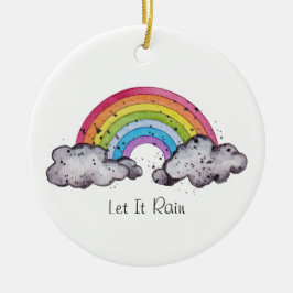 Waterverf regenboog en wolken keramisch ornament