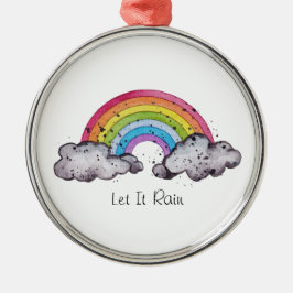 Waterverf regenboog en wolken metalen ornament