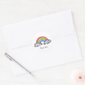Waterverf regenboog en wolken ronde sticker (Envelop)