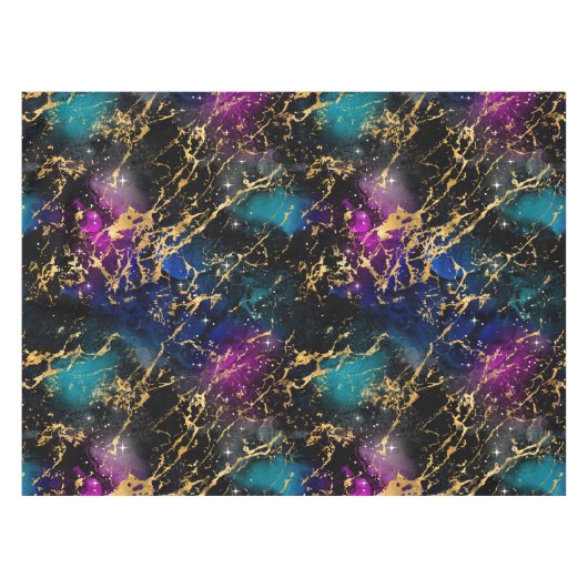 Waterverf regenboog en zwarte en goudmarmer tafelkleed (Voorkant (Horizontaal))