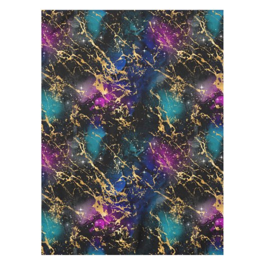 Waterverf regenboog en zwarte en goudmarmer tafelkleed (Voorkant)