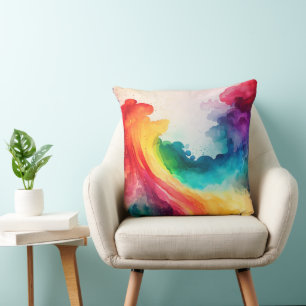Waterverf regenboog gekleurd Sierkussen