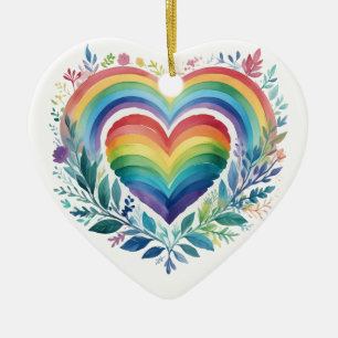 WATERVERF REGENBOOG GEKLEURDE HARTEN KERAMISCH ORNAMENT